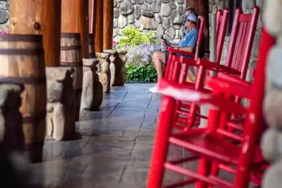 rocking chairs at The Park Grill in Gatlinburg