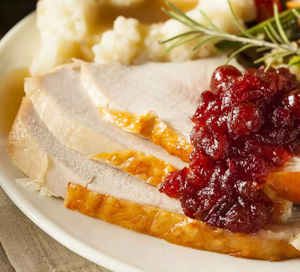 Thanksgiving dinner with turkey and cranberry