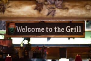 Welcome to The Grill sign at The Park Grill in Gatlinburg